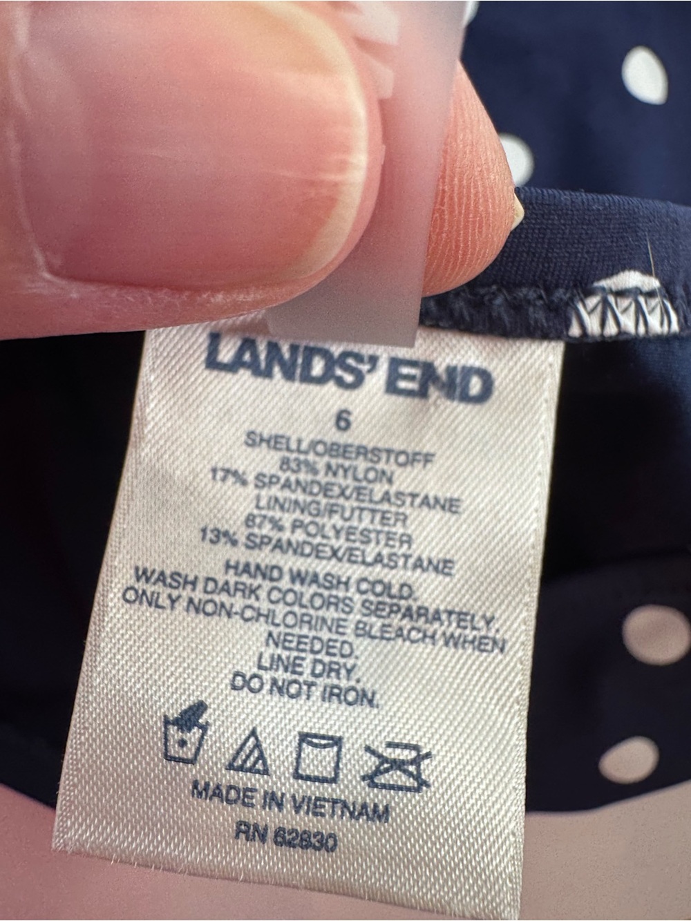 Lands' End SET top AND bottoms navy blue white polka dot - Picture 9 of 13